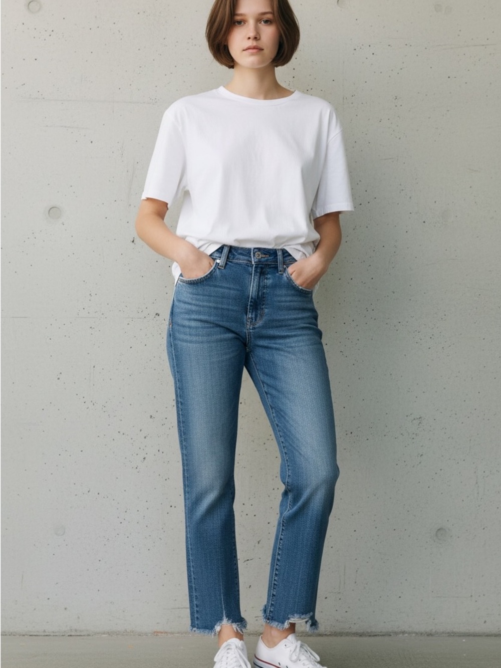7 For All Mankind Light Blue Distressed Ankle Jeans